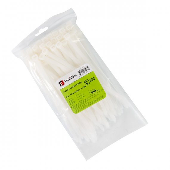 Фотография товара 'Fortisflex Стяжка нейлоновая КСС «MULTILOCK» 8х200 (бел) (100шт), 102311'
