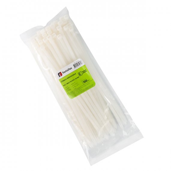 Фотография товара 'Fortisflex Стяжка нейлоновая КСС «MULTILOCK» 8х300 (бел) (100шт), 102312'